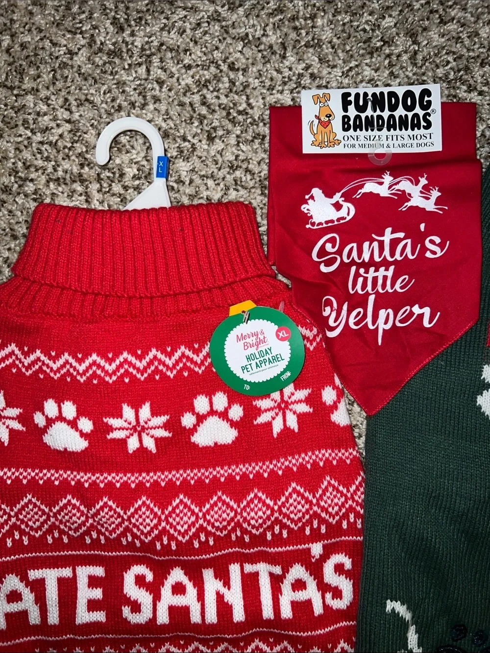 Santa Pawz Holiday Pet Sweaters and bandana